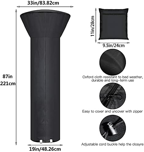 Patio Heater Covers with Zipper and Storage Bag, Waterproof, Wind-Resistant - Image 2