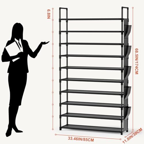 LUKYTOWER Sturdy Tall Shoe Rack 10 Tier Stackable Shoes Organizer - Image 3