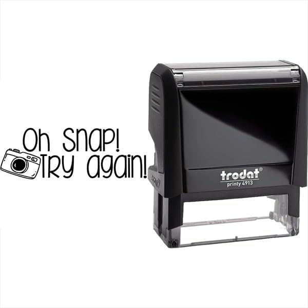 Custom Self-Inking Teacher Stamps | 49 Designs | Fun Phrases | Grading Made Easy | Classroom and Library Book Stamps (Oh Snap!, Large)