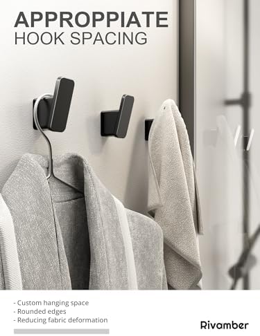 4-Pack Matte Black Towel Hook for Bathroom, Robe Coat Hook, Heavy Duty Wall - Image 3