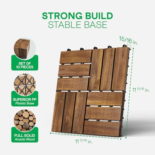 IDZO Interlocking Acacia Deck Tiles 9.6 SQFT - Image 2