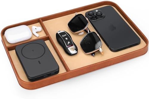 SENEN Leather Tray, Stylish and Organized Multifunctional Tray, by Unknown