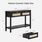 SICOTAS Black Rattan Console Table - Image 2