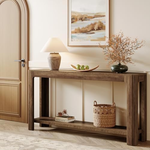 Tribesigns 63 Inch Entryway Console Table, 2-Tier Farmhouse Narrow Sofa Table by Tribesigns