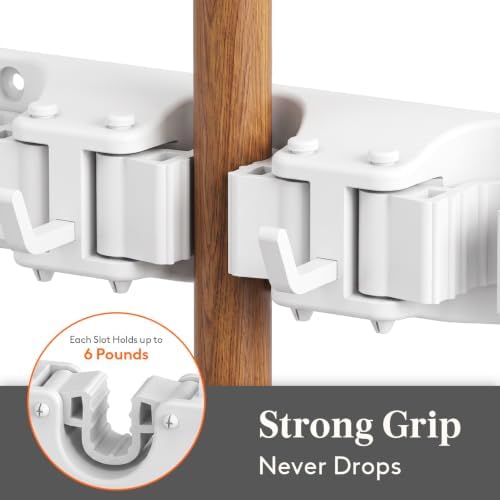 Lifewit Mop and Broom Holder Organzier Wall Hanging Mount, 2 Pack - Image 3