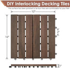 PrimeZone 9 PCS Solid Acacia Wood Interlocking Patio Deck Tiles Outdoor - Image 2