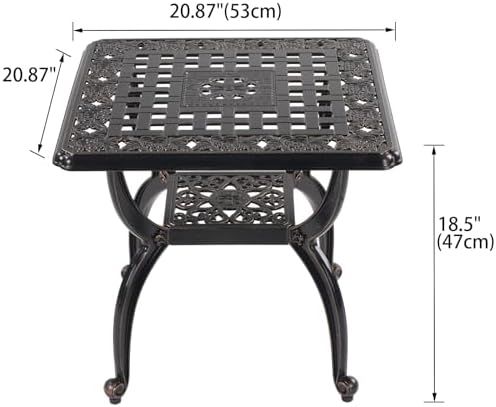 Cast Aluminum Outdoor Side Table, Small Patio Table, Outdoor Coffee Tables - Image 2