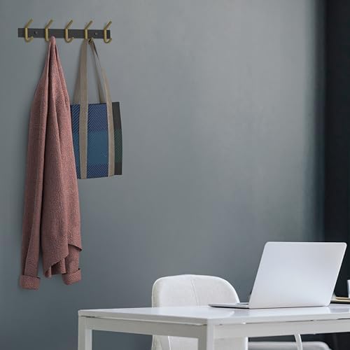 Coat Rack Wall Mount – Black and Gold Hook Rail - Image 5