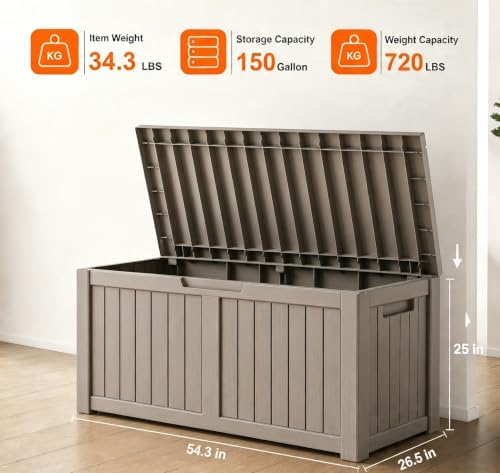 LAUSAINT HOME 150 Gallon Resin Deck Box, Package Delivery Box - Image 2