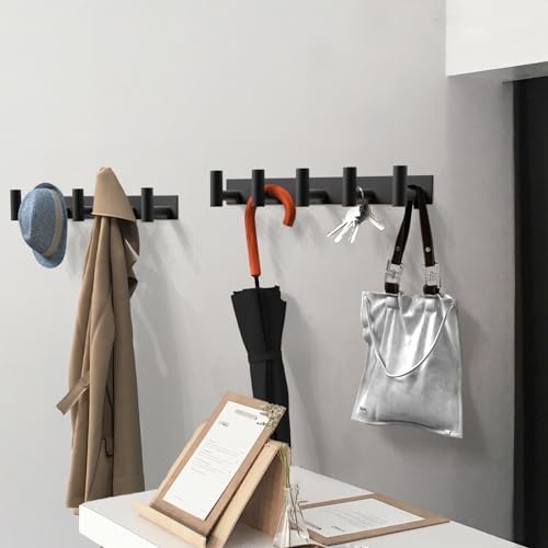 VAEHOLD Black Hat and Coat Wall Mount Rack 5 Hooks - Image 5