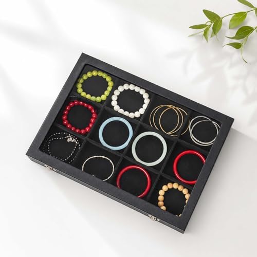 Black 12 Grid Jewelry Organizer Display Box - Image 7