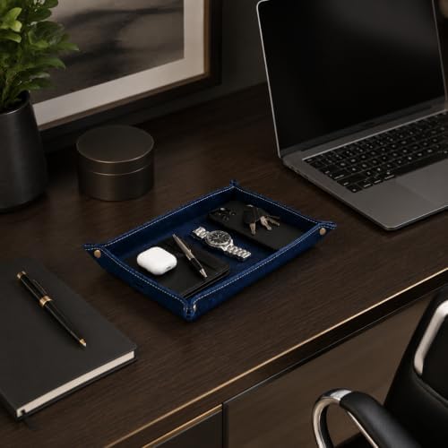 Leather Valet Tray for Men – Double Layer Genuine Leather Catchall EDC Tray for - Image 5