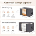 Lifewit 2 Pack 60L Clothes Storage Bins - Image 2