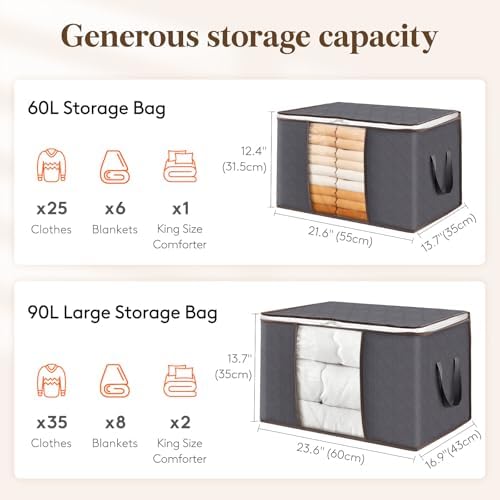 Lifewit 2 Pack 60L Clothes Storage Bins - Image 2