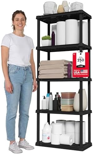 IRIS USA Plastic Storage Shelves |Made in USA| 64"H x 24"W x 12"D by IRISUSA