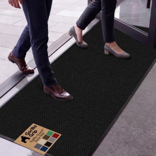 GORILLA GRIP Traffic Guard Indoor Outdoor Heavy Duty Door Mat, 59x24 Black by GorillaGrip