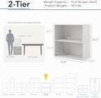 Homes: Inside + Out Apexa 2-Tier Cube Storage Organizer Shelves, Stackable Wood - Image 3