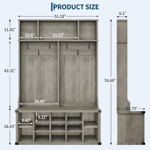 Takywep Extra Large 51" Entryway Hall Tree - Image 2