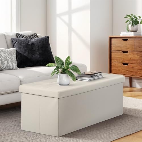 SUPER DEAL Storage Ottoman Bench, 43 Inches Folding Ottoman Foot Rest, Storage - Image 2