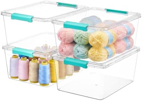 Vtopmart 4 Pack 12 Qt Clear Craft Storage Bins by Vtopmart