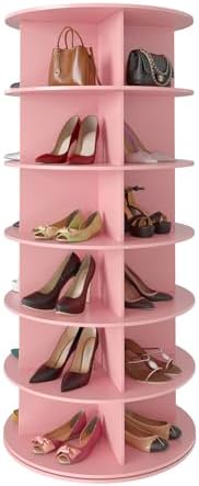 SpaceAid 6 Tier Rotating Shoe Rack Tower, Spinning Shoe Display Lazy Susan by SpaceAid