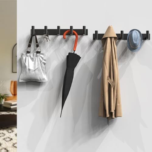VAEHOLD Black Hat and Coat Wall Mount Rack 5 Hooks - Image 4