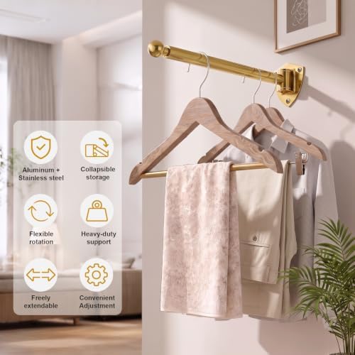 Clothes Drying Rack, Wall Mounted Clothes Hanger Rack, Retractable - Image 6