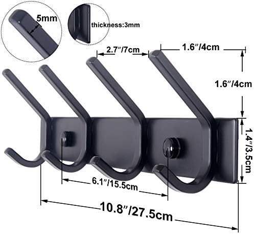 WEBI Coat Rack Wall Mounted, 4 Coat Hooks - Image 2