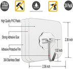 Jwxstore 24 Pack Adhesive Wall Hooks Clear 33LB Heavy Duty Sticky Hooks - Image 2