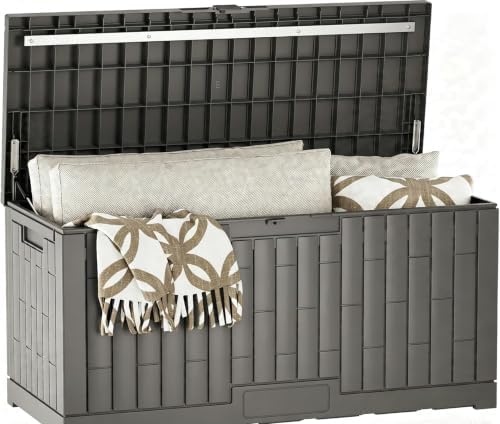 LAUSAINT HOME 120 Gallon Resin Deck Box, Package Delivery Box by LAUSAINTHOME