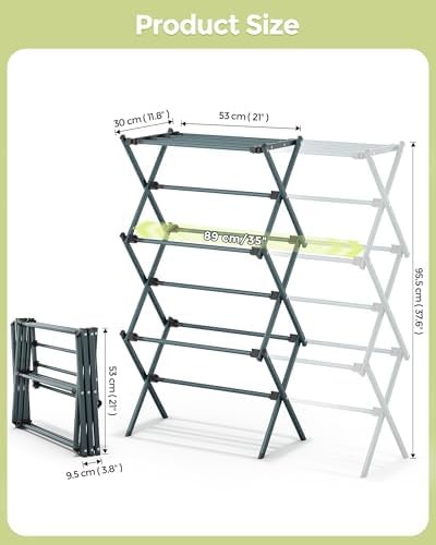 APEXCHASER 3-Tier Foldable Clothes Drying Rack, 37.6" H - Image 3