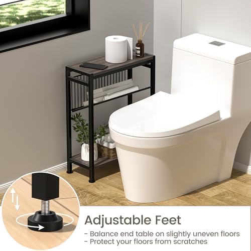 Side Table for Small Space, 3-Tier Narrow End Tablewith Magazine Holder - Image 5