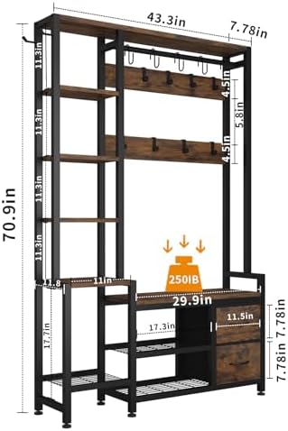 Hall Tree for Entryway 43", Bench - Image 2