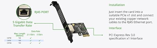 IO CREST 5.0GB PCIe Network Card – PCIe to 5.0 Gigabit Ethernet Network Card - Image 8