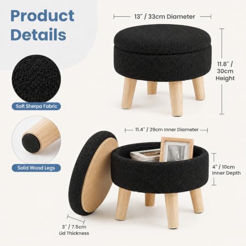Simple Deluxe 13" Round Storage Ottoman - Image 3