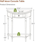 Half Moon Console Table Solid Wood Vintage Entryway Table - Image 2
