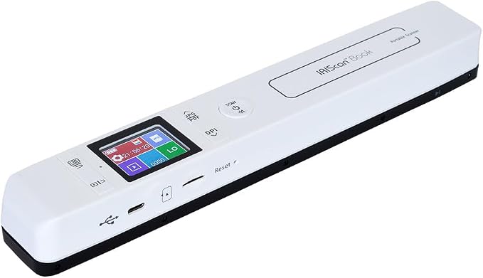 IRIScan Book 7 White Portable Wireless Handheld Scanner, 1050 DPI Document and by IRIScan
