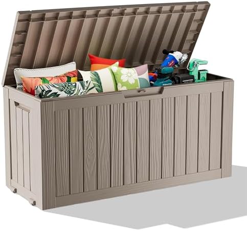 75 Gallon Waterproof Resin Deck Box, UV Resistant Outdoor Storage by KFY