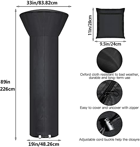 Patio Heater Covers with Zipper and Storage Bag, Waterproof, Wind-Resistant - Image 2