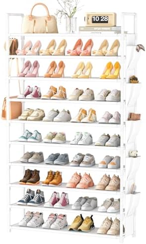 LUKYTOWER Sturdy Tall Shoe Rack 10 Tier Stackable Shoes Organizer by LUKYTOWER