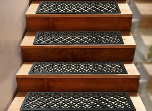 Stair Treads — 4 Pack 10x30 inch Lattice Links Rubber Stair Mats by Unknown