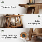 43.3" Solid Wood Entryway Table, 2-Tier Farmhouse Console Table - Image 6