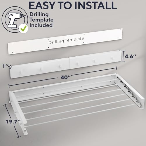Delfori Foldable Wall Mounted Drying Rack 40 inch - Image 3
