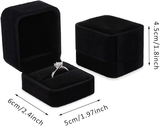 iSuperb 2 Pieces Velvet Ring Box Classic Jewelry Gift Boxes - Image 5