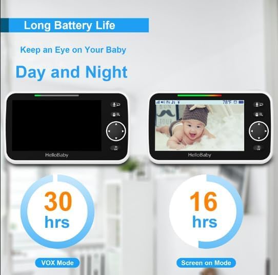 HelloBaby 6'' World First IPS 30H Battery Split-Screen Video Baby Monitor - Image 4