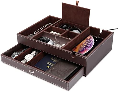 Baoyun Valet Tray for Men, 2 Layers Nightstand Organizers for Men and Women by ByforKitchenHome