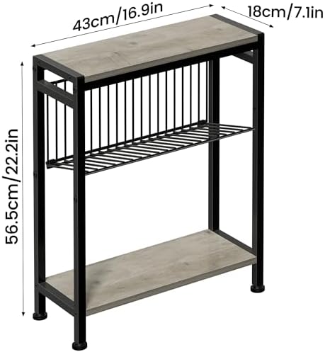 Small Side Table for Small Space, 3-Tier Narrow End Table - Image 3