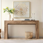 OKD 63" Console Table with Drawers, Thick Block Entryway Table, Rustic Oak - Image 3