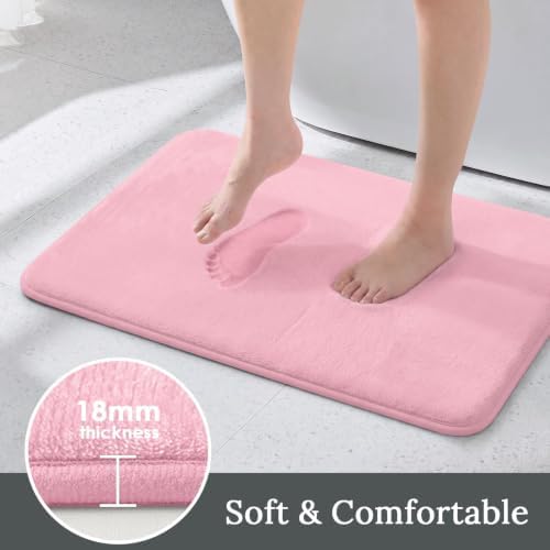 HUXMEYSON 3-Piece Memory Foam Bathroom Rug Set, Rose Pink - Image 3