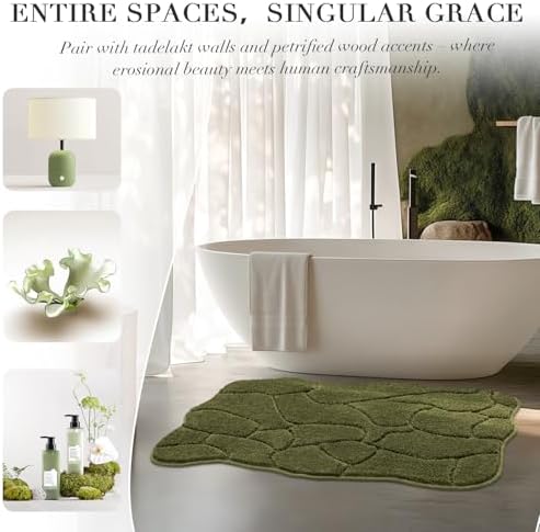 BSICPRO Large Bathroom Rugs, 24X36 Scalloped Bath Mats, Olive Green - Image 4